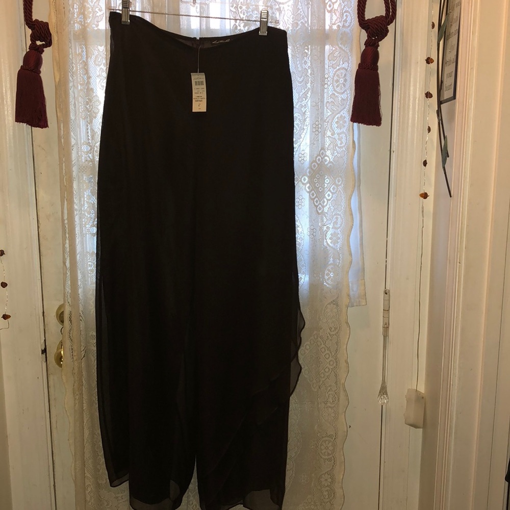 LILLIE RUBIN(NWT)-BLACK CHIFFON AFTER 5 SLACKS